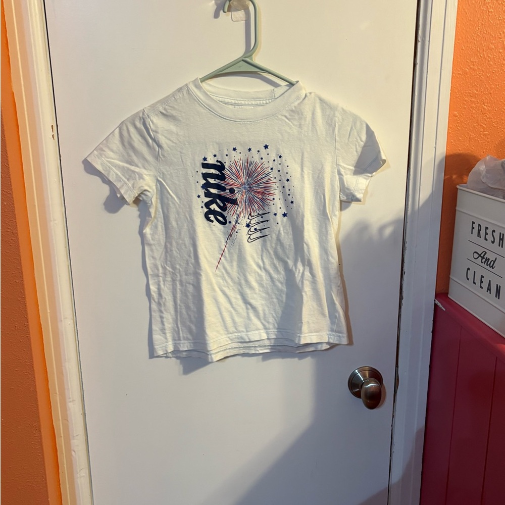 Nike Light Blue Kids Shirt with Firework Design